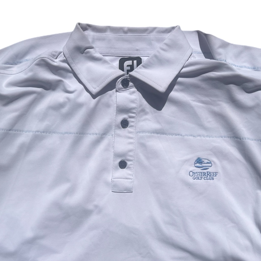 FJ FootJoy White Collar Golf Polo Ouster Reef Golf Club